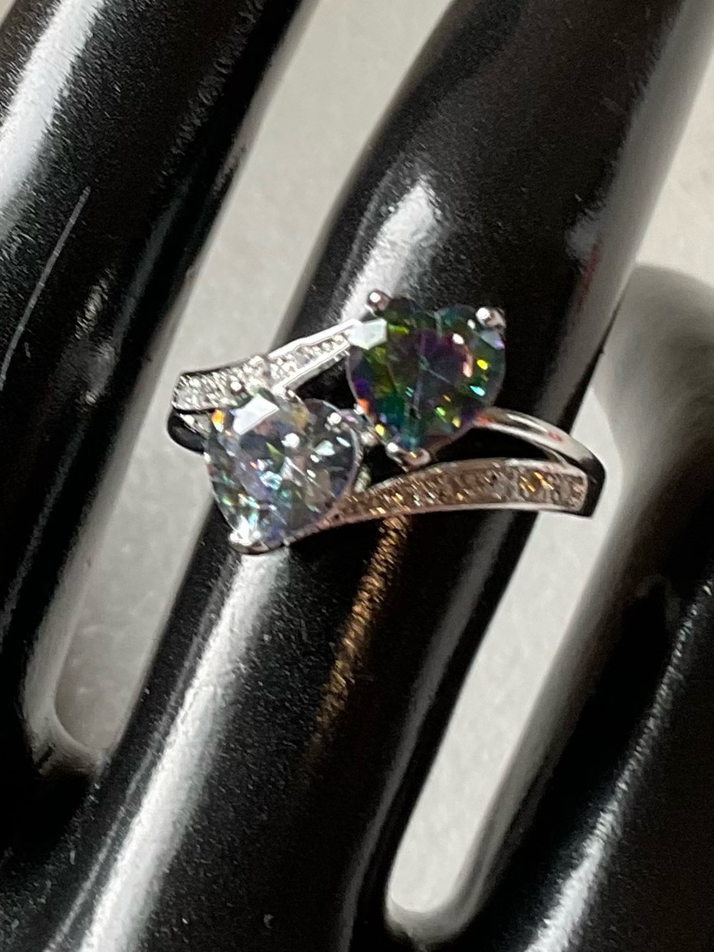 925 Double Heart Bypass Ring